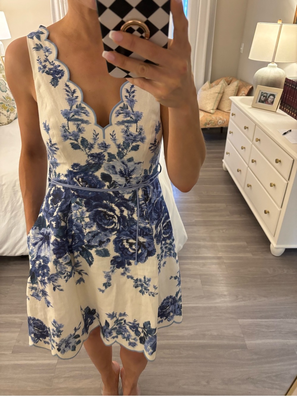 πΈ NWT ZIMMERMANN Aliane Scallop Mini Dress β Blue Floral πΈ - Picture 4 of 11